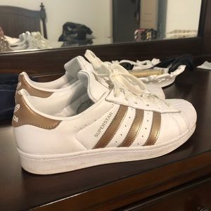 Rose Gold Adidas Superstars (size 8)